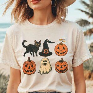 Halloween Witch Apparel, Cat and Pumpkin T-Shirts, Halloween Pumpkin Tees